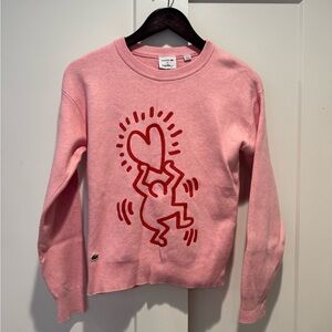 Lacoste Pink Sweater with Red Heart Design